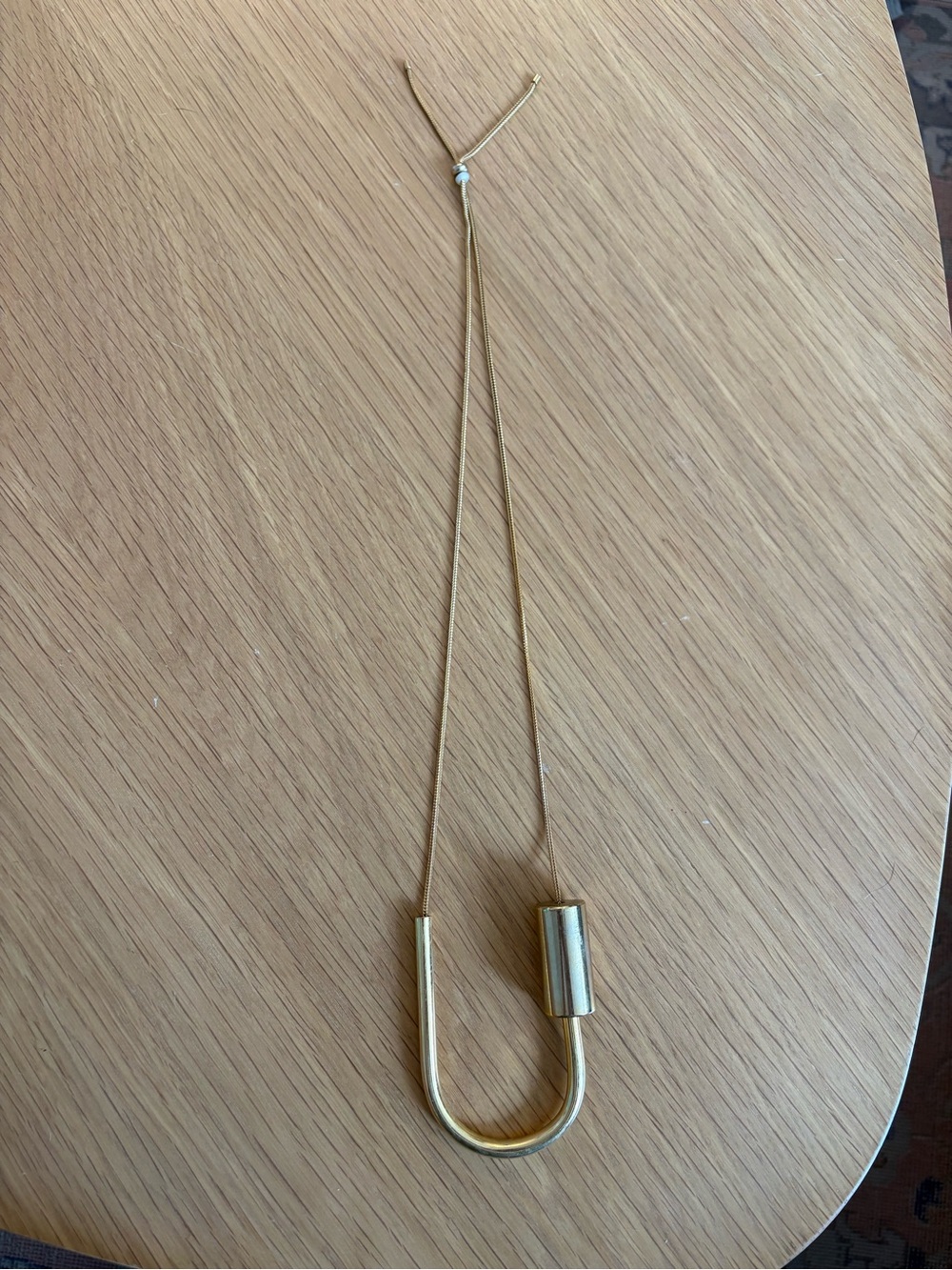 Modern Gold U-Shaped Pendant Necklace